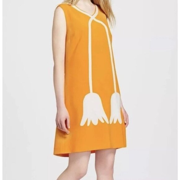 Victoria Beckham Dresses & Skirts - Victoria Beckham For Target Marigold Yellow Shift Dress W/ White Floral Applique